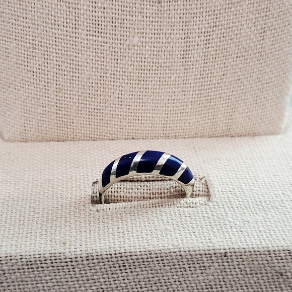 Sterling Lapis Band Ring - Picture 8 of 13